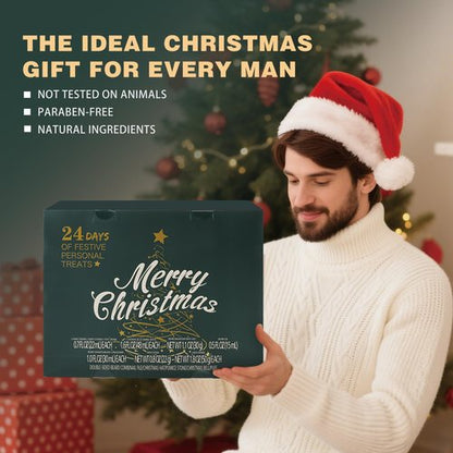 BODY & EARTH 2025 Advent Calendar for Men - 24 Days of Beard Care Gifts | Sandalwood & Cedar Oil Set