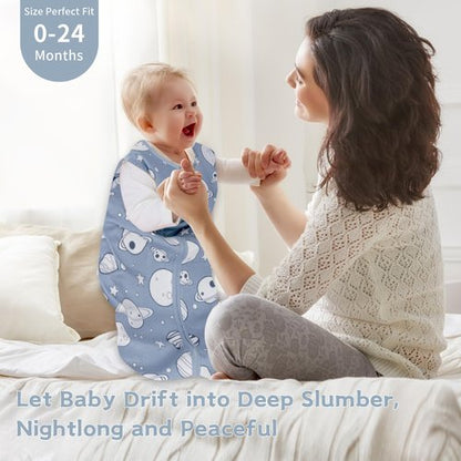Wrrernsin Baby Sleep Sack 12-18 Months Baby Wearable Blanket 100% Cotton TOG 0.5 2-Way Zipper Newborn Sleeping Bag, 3 Pack Comfy Lightweight Sleep Sacks for Babies