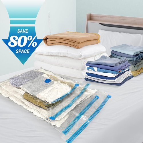 Fygrip Vacuum Storage Bags - Space-Saving Vacuum Seal Bags with Hand Pump | 10 Small Bags for Clothing & Travel