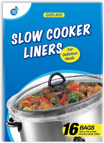 Skiennix Slow Cooker Liners - Disposable Cooking Bags for 1QT to 3QT Pots - 16 Count