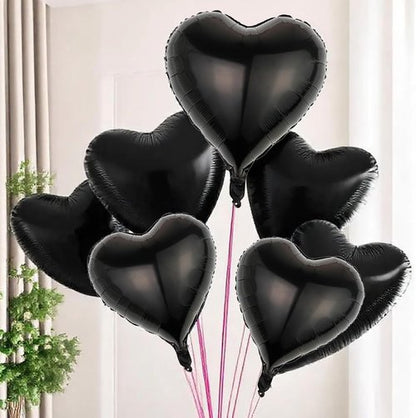 Black Heart Balloons - 18 Inch Romantic Foil Balloons | 12PCS Large Helium Balloons for Weddings & Parties
