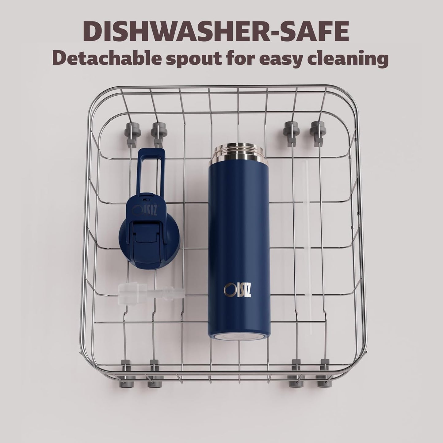 OISIZ Insulated Water Bottle - 24 oz Vacuum Stainless Steel | 2-in-1 Spout & Straw Lid, Leakproof