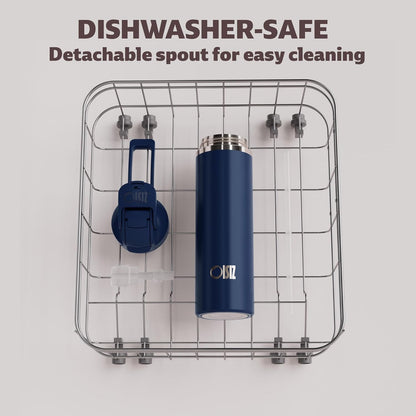 OISIZ Insulated Water Bottle - 24 oz Vacuum Stainless Steel | 2-in-1 Spout & Straw Lid, Leakproof