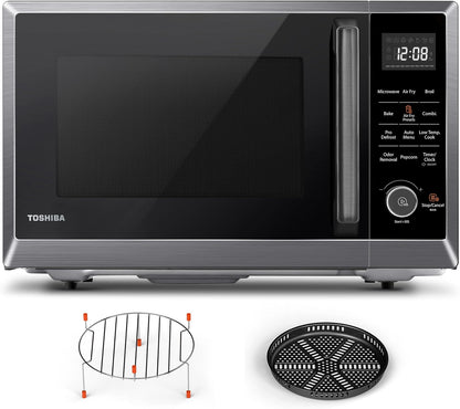 TOSHIBA Air Fryer Combo - 8-in-1 Countertop Microwave Oven with Convection & Broil | 1.0 Cu.ft, Black Stainless Steel