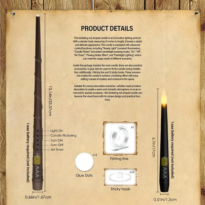 Kakoya Flameless Floating Candles - 12 Pcs LED Taper Candles with Remote | Black Magic for Halloween Decor