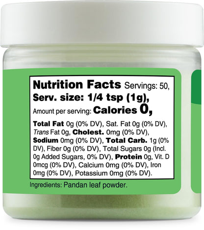 Nutricost Green Plant-Based Food Coloring - Natural Pandan Leaf Powder, 50 Servings | Ideal for Food & Beverages