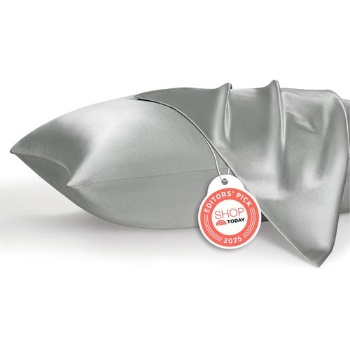Bedsure Satin Pillowcase, Similar to Silk Pillow Cases Queen Size Set of 2, Cooling Pillow Case Covers with Envelope Closure, Room Decor Gifts for Women Men, Silver Grey, 20x30 Inches, 2pcs