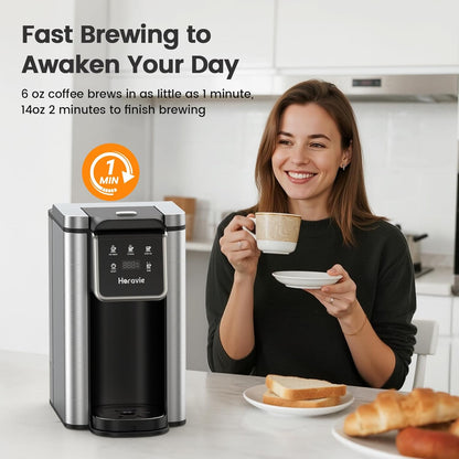 Single Serve Coffee Maker - K-Cup & Grounds, Hot/Iced Brew, 50oz Reservoir, Stainless Steel, Black
