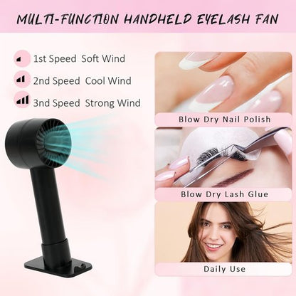 EMEDA Lash Shampoo Kit - Oil-Free Cleanser & Rechargeable Fan Dryer for Extensions & Natural Lashes - 2.02 fl oz