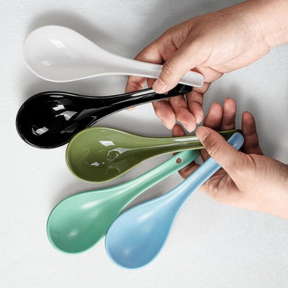 Artena Bright White Soup Spoons Set of 6 | Ultra-Fine Porcelain Asian Tableware - Deep Oval Design