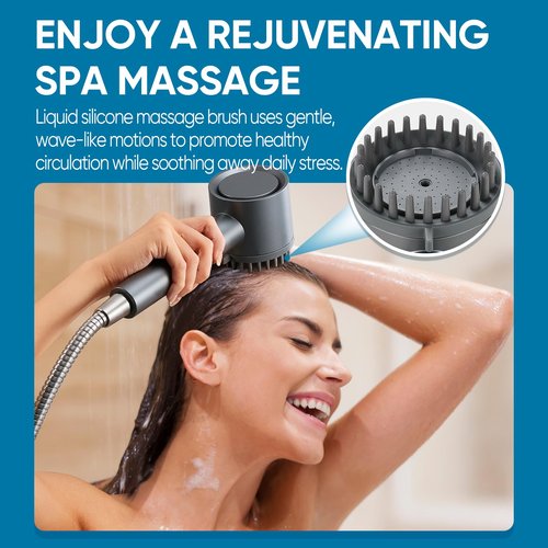 Cobbe Ion Drops Filtered Shower Head with Handheld, 4+1 Spray Mode Showerhead with Filters, Built-in Power Wash for Hard Water - Remove Chlorine - Reduces Dry Itchy Skin, Luxury Gray