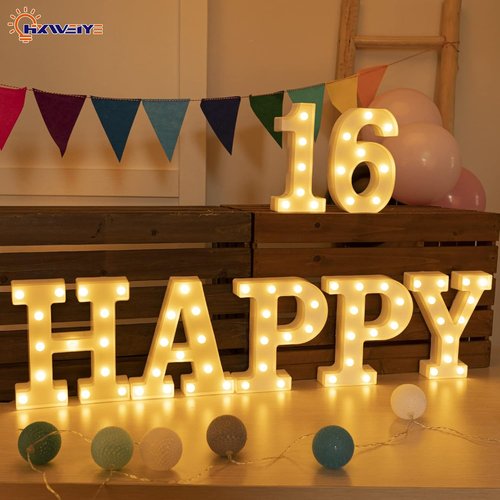 HXWEIYE Marquee Light Up Numbers - 8.5 Inch Decorative Sign | Battery Powered Warm White for Parties & Christmas Decor