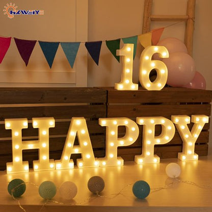 HXWEIYE Marquee Light Up Numbers - 8.5 Inch Decorative Sign | Battery Powered Warm White for Parties & Christmas Decor