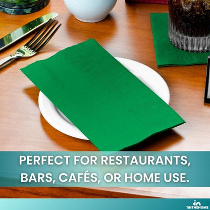 1InTheHome Green Dinner Napkins Disposable, Paper Hand Towels, Paper Dinner Napkins, 2-Ply, 15" x 17", 250 Pack