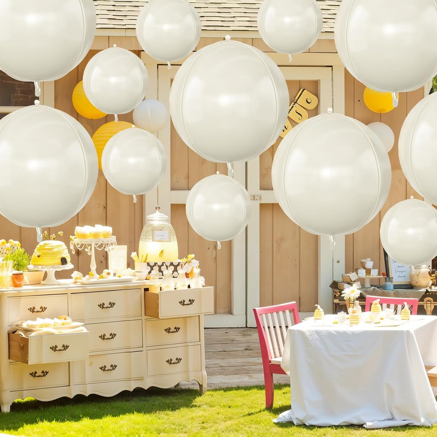 Skiennix 12Pcs Cream White Round Foil Balloons - 22" & 10" Mylar Ivory Balloons for Boho Weddings & Parties