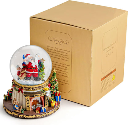 **Regine Switzerland Musical Snow Globe | Santa Claus Fireplace with Automatic Snowfall & 8 Christmas Tunes**
