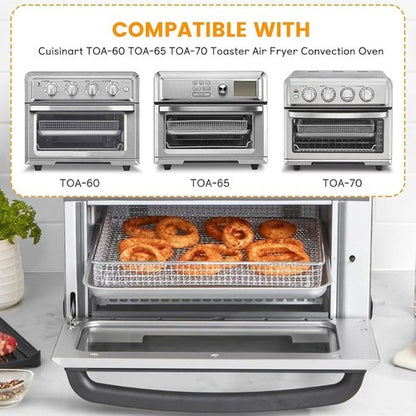 Cuisinart Air Fryer Basket Tray - Replacement Mesh Steel Rack for TOA-60/65/70 | 12.4" x 11" Dishwasher Safe