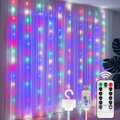 DomeStar 300 LED Fairy Curtain Lights - 9.8ft Waterproof String Lights with Remote & 8 Modes | Multicolor