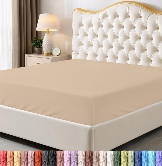 Utopia Bedding King Fitted Sheet - Soft Microfiber - Deep Pocket - Fade Resistant - Easy Care (Beige)
