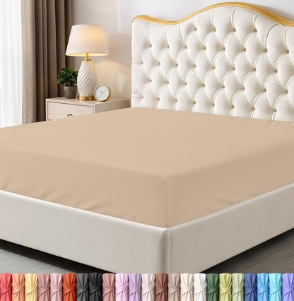 Utopia Bedding Full Fitted Sheet - Bottom Sheet - Deep Pocket - Soft Microfiber - Shrinkage and Fade Resistant - Easy Care -1 Fitted Sheet Only (Beige)