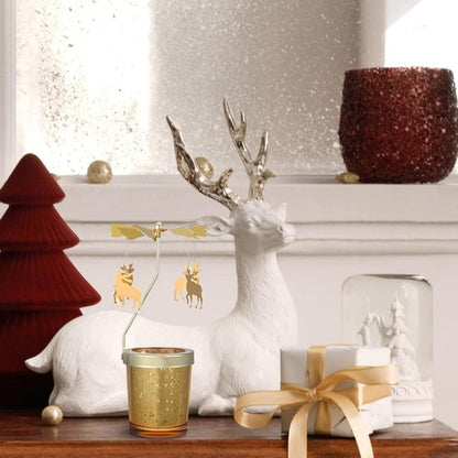 Holibanna Rotating Candlestick | Christmas Carousel Tea Light Holder - Gold, 2PCS Snowflake Design