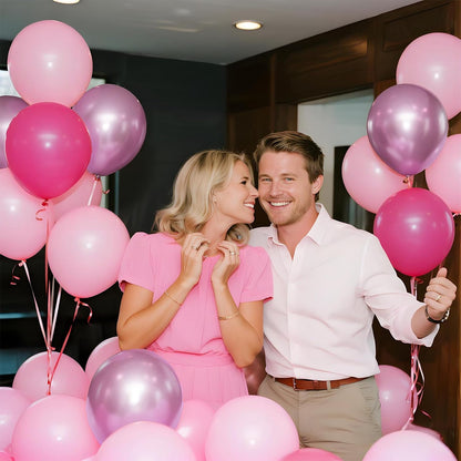 Skiennix 12-Inch Pink Balloons - Hot Metallic & Light Pink for Birthday, Wedding & Baby Shower Decor