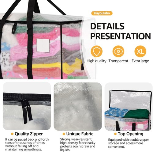 Heavy Duty Moving Bags by [Brand Name] - Extra Large Clear Storage Bins with Lids | 6 Pack for Clothes