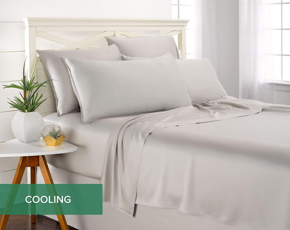 Pure Bamboo King Sheets - Luxuriously Soft 100% Organic Viscose Bed Sheet Set | Cooling & Durable (King, Silver Pearl)