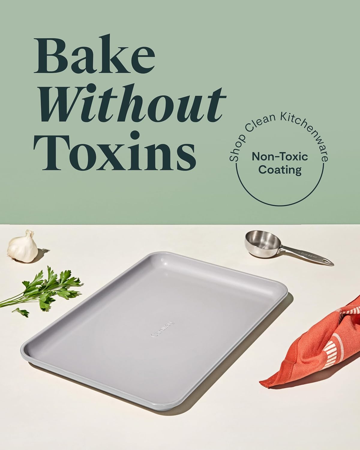Caraway Non-Stick Ceramic Baking Sheet Duo - Eco-Friendly, PTFE & PFOA Free - Perfect for Baking & Roasting - Medium (15" x 10") - Gray