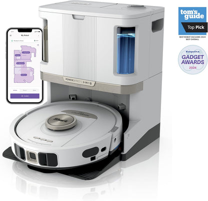 Shark PowerDetect 2-in-1 Robot Vacuum & Mop - Powerful Suction for Carpets & Hard Floors | Self-Empty Base | White | AV2800ZE