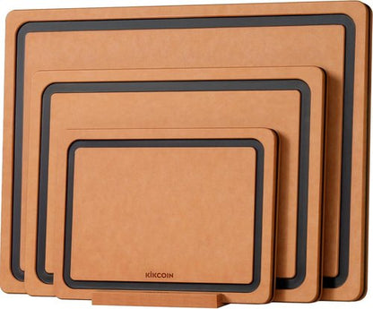 Kikcoin Wood Cutting Board Set of 3 - Dishwasher Safe Non-Slip Chopping Boards with Juice Groove