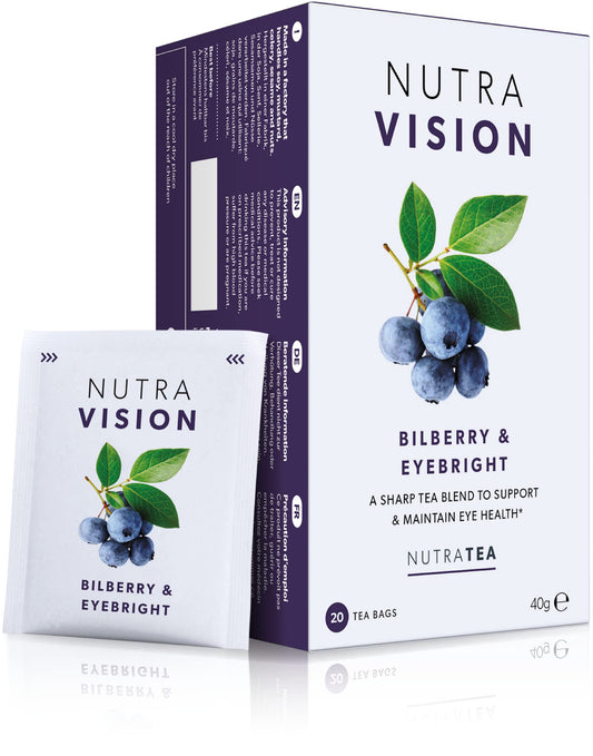 NUTRAVISION - Eye Health Tea – Includes Bilberry & Eyebright - For general and age-related eye health - 40 Enveloped Tea Bags - by Nutra Tea - Herbal Tea - (2 Pack)