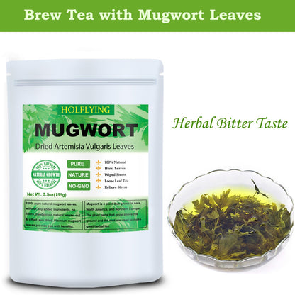 Dried Mugwort Leaves, 5.5oz(155.0g), Mugwort Leaf, Natural Artemisia Vulgaris Herbal Loose Leaves