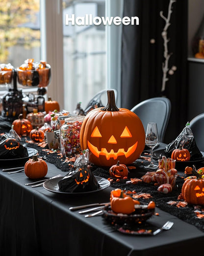 Pureegg Disposable Plastic Tablecloths - 10 Pack, Leakproof & Sturdy, 54 x 72 Inch, Black for Halloween Parties