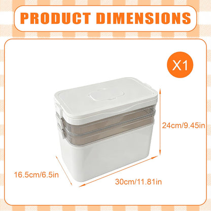 Skiennix 3-Tier Medicine Organizer - Portable First Aid Kit with Detachable Pill Box | White