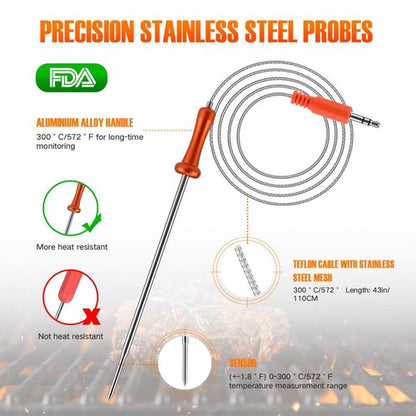 500FT Digital Meat Thermometer Wireless Thermometer with Multy Probes Bluetooth Thermometer Kitchen Thermometer for Smoker Grilling Oven (FS-52)