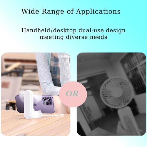 BomCot Mini Portable Handheld Fan, 3-in-1 Foldable Fan 3-Speed Levels USB Rechargeable Desktop Fans, Small Pocket Fans for Travel/Office/Home
