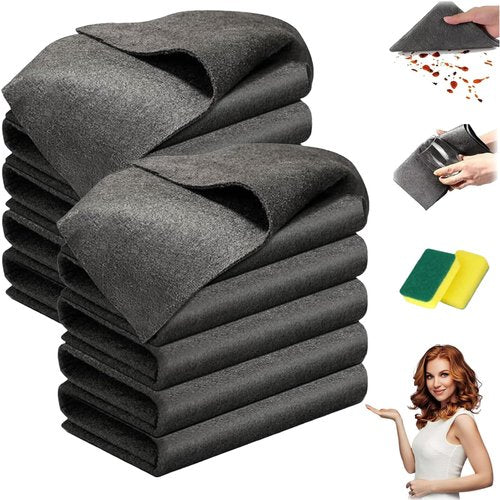 10 Pack Thickened Magic Cleaning Cloth for Stainless Steel, Thickened Dual-Sided Magic Cleaning Cloth, For Streak Free Cleaning, Glass, Windows, Kitchen Appliances, Reusable Absorbent Towels (10PC)