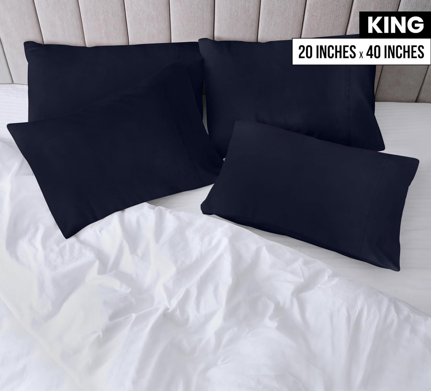 Utopia Bedding King Pillow Cases - 12 Pack Soft Brushed Microfiber - Fade Resistant 20 X 40 Inches | Navy