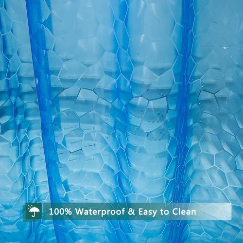 jssablo Blue Shower Curtain Liner, 100% Waterproof EVA 3D Shower Curtains with 3 Duty Heavy Bottom Magnets and 12 Rust Proof Grommets, 72x72 Weighted Shower Liner for Shower Stall, Bathtubs