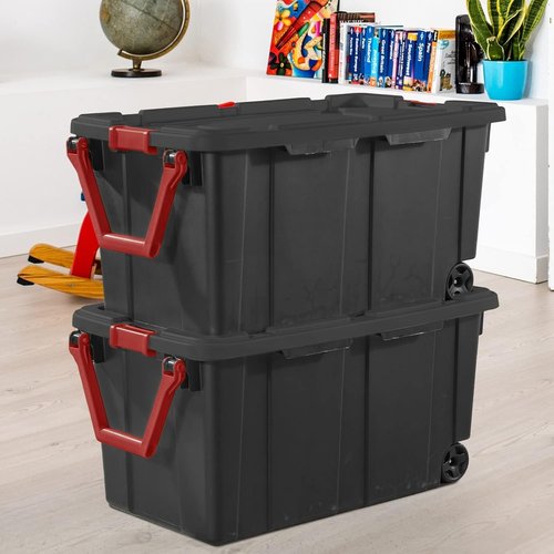 **Regine Switzerland 40 Gallon Heavy-Duty Storage Bins - Durable Lids & Secure Latching Buckles | Stackable Organizing Solution (2 Pack)**