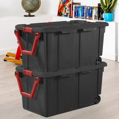 **Regine Switzerland 40 Gallon Heavy-Duty Storage Bins - Durable Lids & Secure Latching Buckles | Stackable Organizing Solution (2 Pack)**