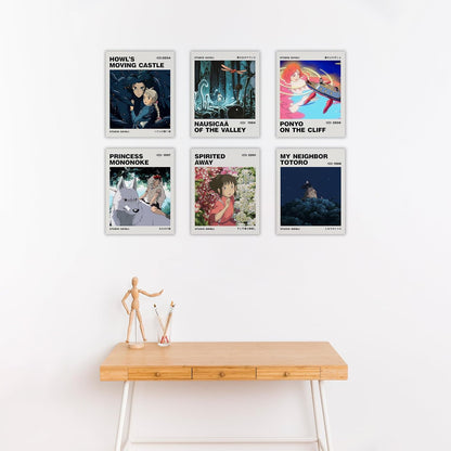 Ouroboros Art & Design Studio Ghibli Anime Posters - Hayao Miyazaki Wall Decor - Pack of 6 | 8x10 Inch, 300 GSM Paper