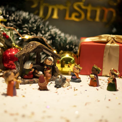 Nativity Figurines Set by Taman - 12 Resin Ornaments for Christmas Tabletop Decor | Holiday Gifts