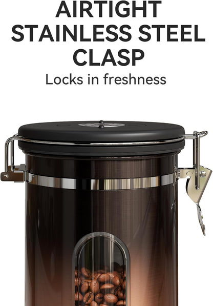 Veken French Press 34oz - Dark Pewter Coffee Maker with 22oz Copper Canister Set