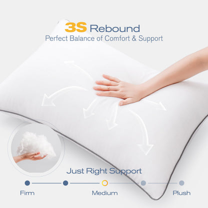 MUFEW Queen Pillows Set of 4, Ultra Thick Down Alternative Bed Pillows,Cooling Hotel Quality Queen Pillows for Back, Stomach or Side Sleepers,Machine Washable (White,4 Pack)