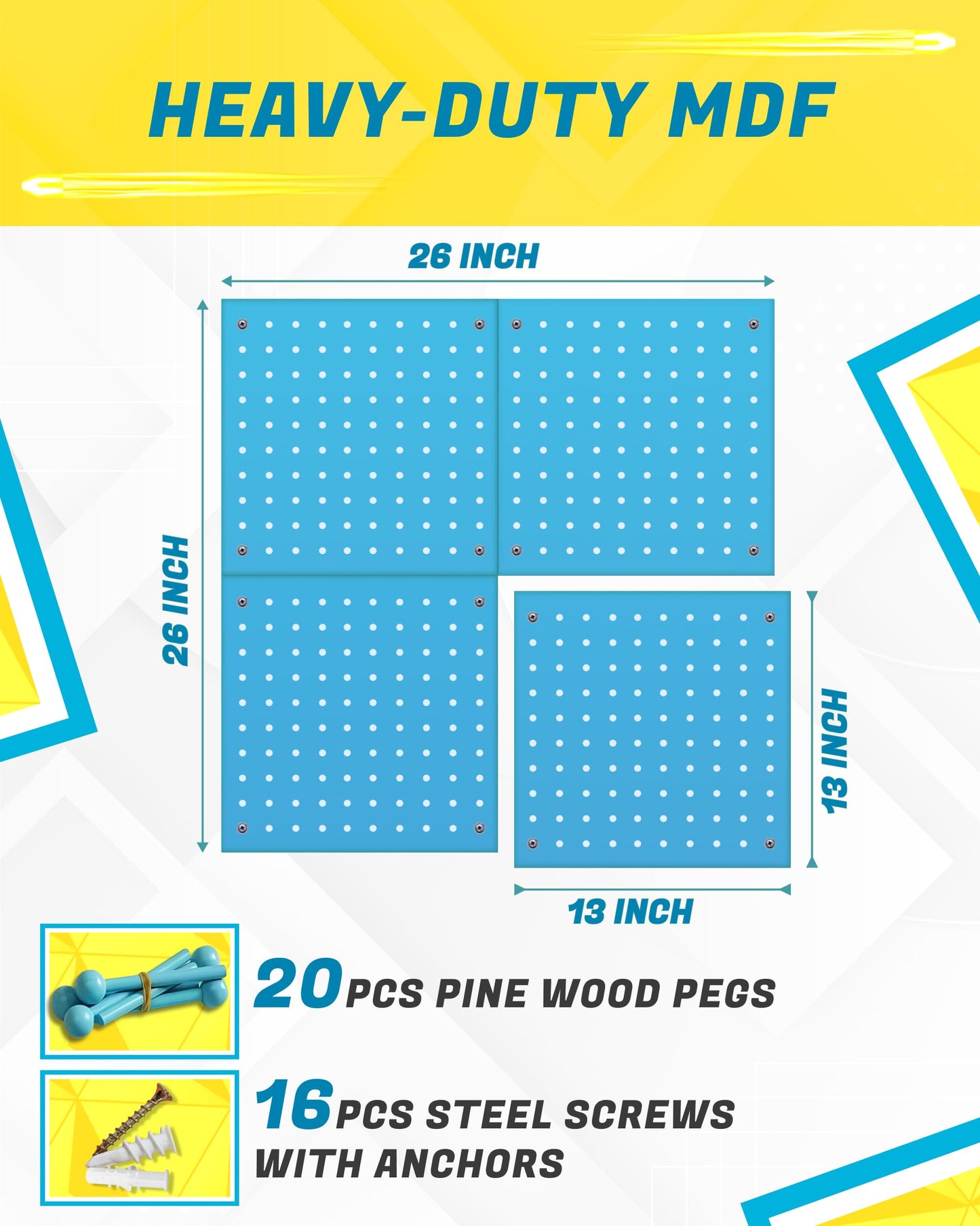 Skywin Peg Board for Nerf Gun Storage Organizer - Hanging Holder Compatible with All Blasters Nerf Gun Rack Organizer for Wall Organization (Blue)