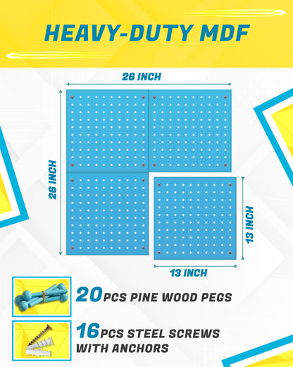 Skywin Peg Board for Nerf Gun Storage Organizer - Hanging Holder Compatible with All Blasters Nerf Gun Rack Organizer for Wall Organization (Blue)