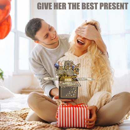 Surprise Pop Up Birthday Cards - Unique 3D Handmade Greeting Card for Adults & Kids | Black