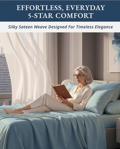 LANE LINEN California King Sheets Set - Ultra Soft 100% Egyptian Cotton with Luxury French Blue Finish